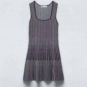 Zara Elegant Striped Navy Dress